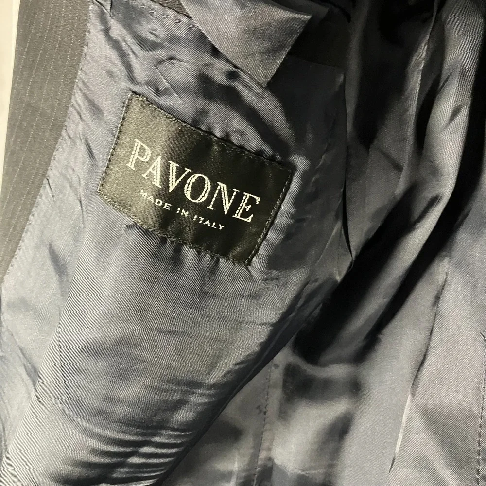 Pavone Mens 44L Pinstripe Blazer‎ Sport Coat 100% Worsted Wool Italy